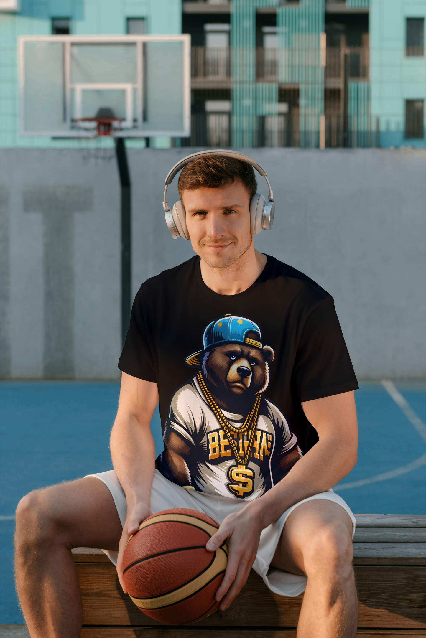 Hip Hop Bear Graphic Tee - Street Style Urban Fashion T-Shirt - Unisex Casual Wear