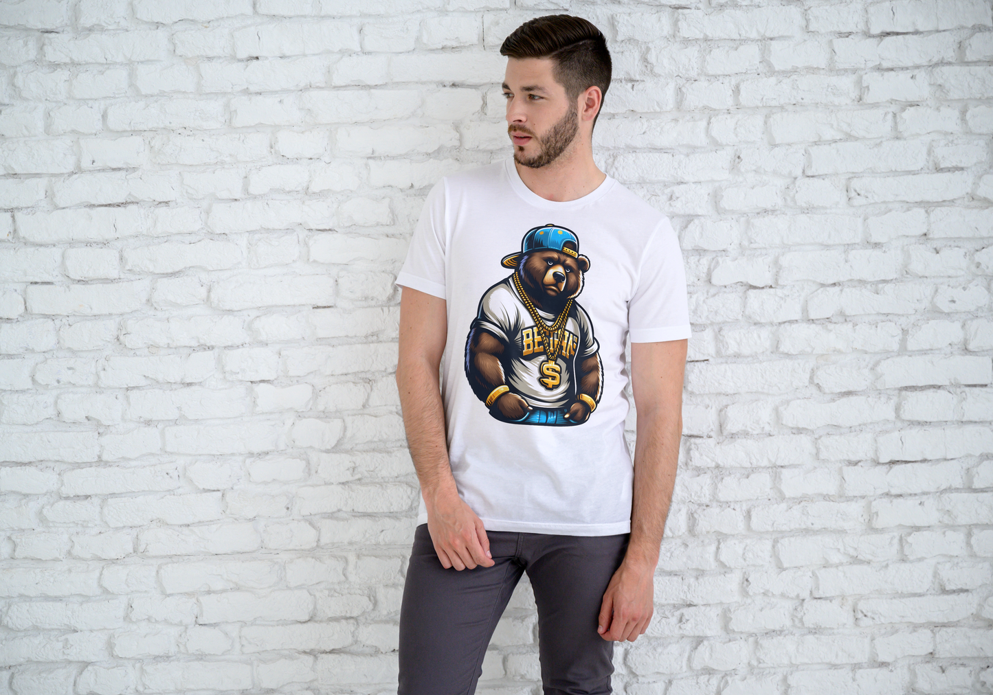 Hip Hop Bear Graphic Tee - Street Style Urban Fashion T-Shirt - Unisex Casual Wear