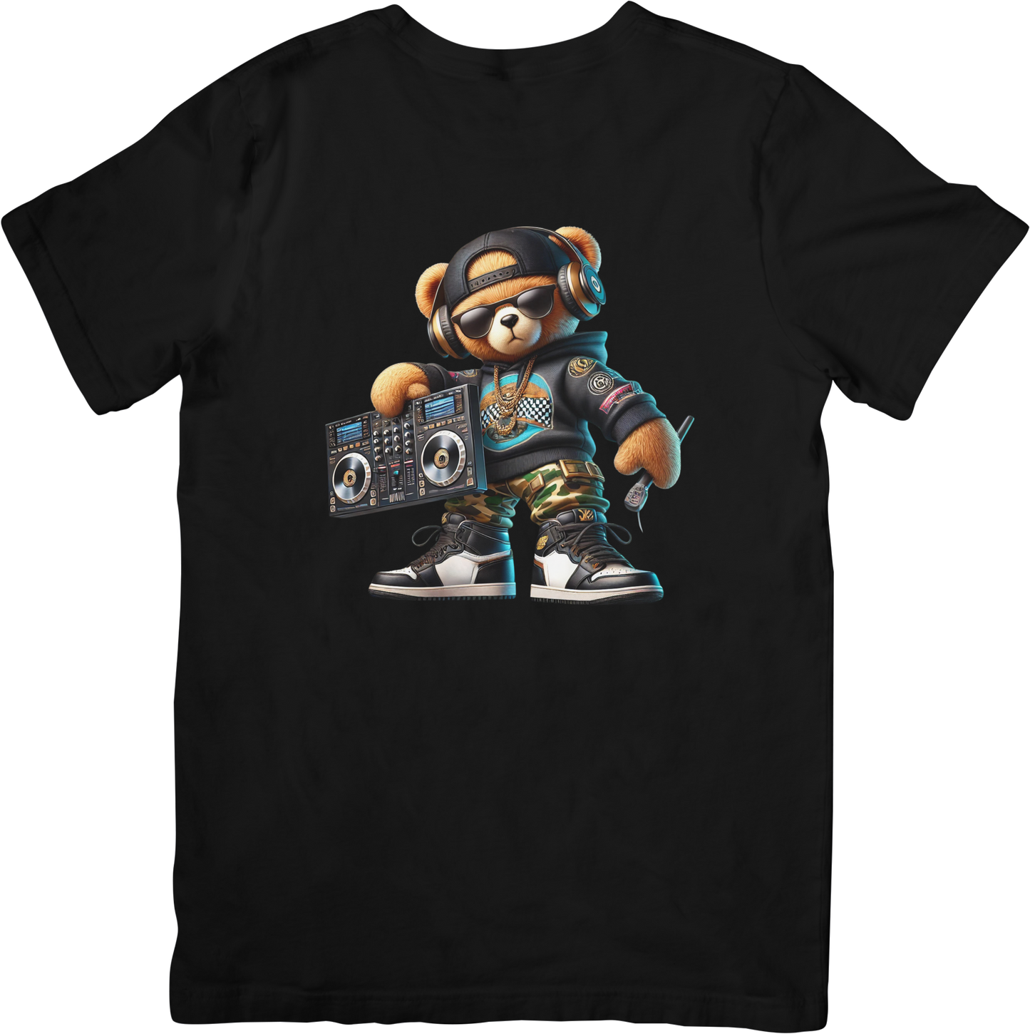 Hip Hop Teddy Bear Boombox T-Shirt - Retro 80s Streetwear Graphic Tee