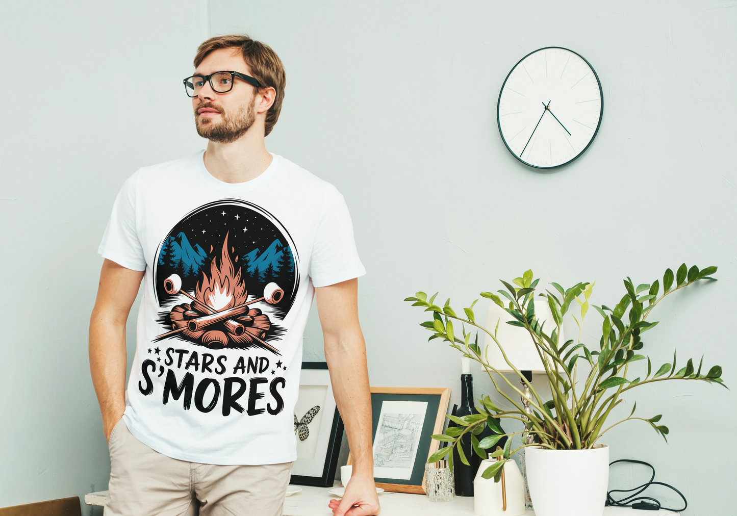 Stars and S'mores Camping T-Shirt - Campfire Graphic Tee - Outdoor Adventure Apparel