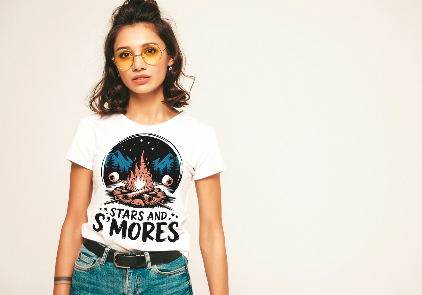 Stars and S'mores Camping T-Shirt - Campfire Graphic Tee - Outdoor Adventure Apparel