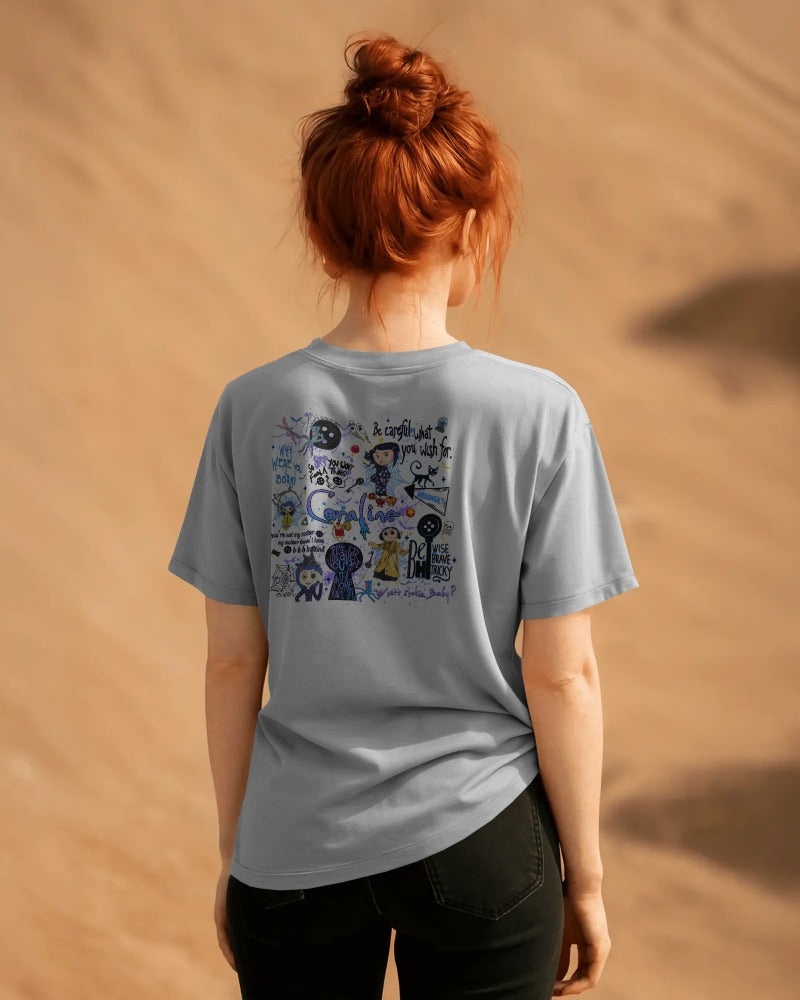 Coraline Movie Character Collage T-Shirt - Gothic Fantasy Film Fan Art Graphic Tee