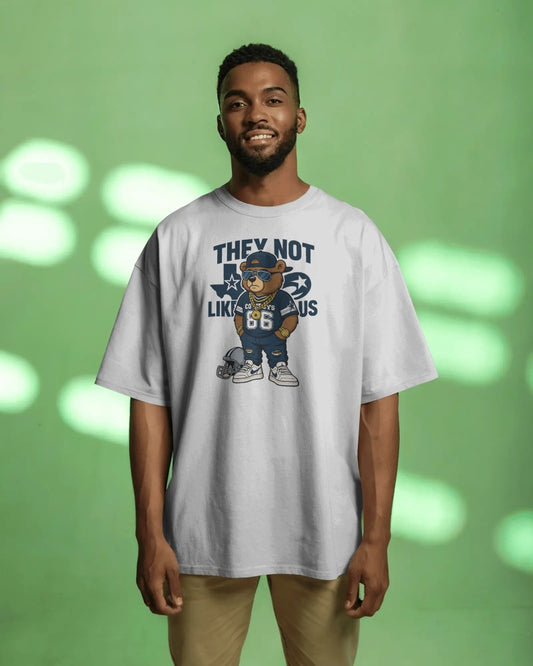 "They Not Like Us" Bear Mascot Football T-Shirt - Streetwear Graphic Tee