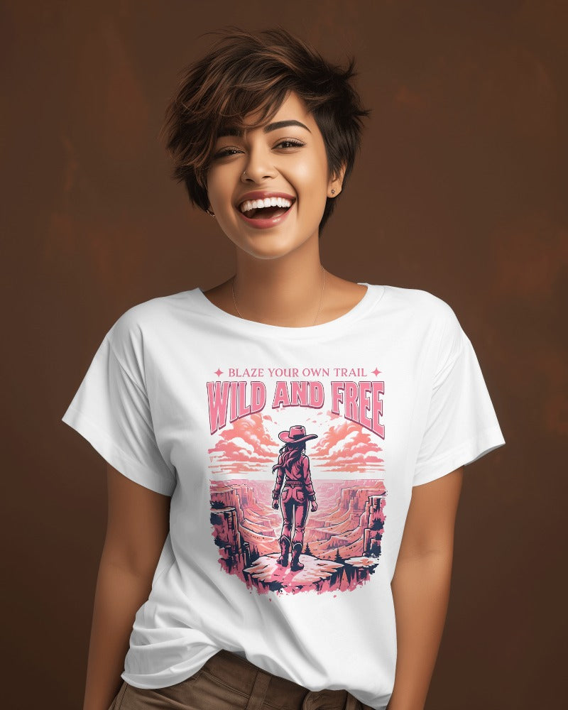 Blaze Your Own Trail – Wild & Free Cowgirl Tee