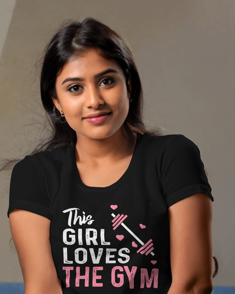 This Girl Loves the Gym T-Shirt – Women’s Fitness Workout Graphic Tee