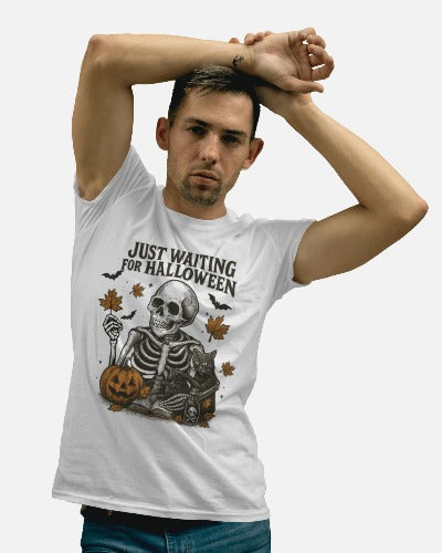 Just Waiting for Halloween Skeleton T-Shirt