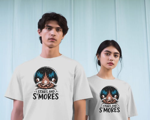 Stars and S'mores Camping T-Shirt - Campfire Graphic Tee - Outdoor Adventure Apparel