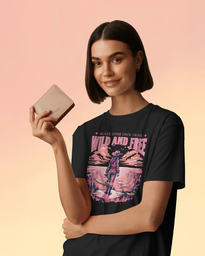 Blaze Your Own Trail – Wild & Free Cowgirl Tee