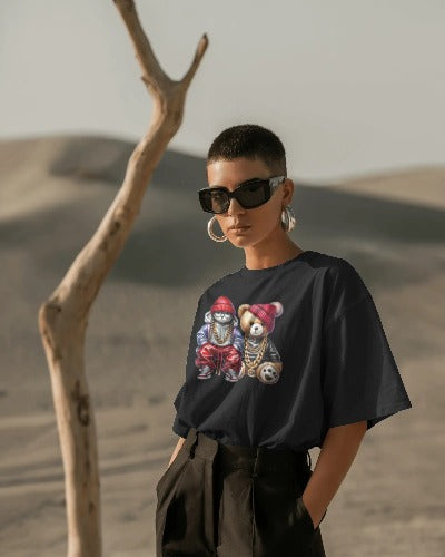 Hip Hop Teddy Bear T-Shirt - Funny Street Style Panda Bear Graphic Tee