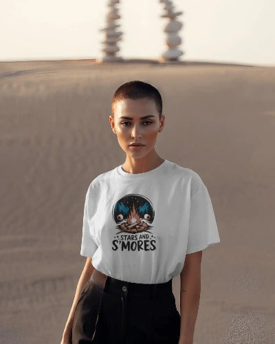 Stars and S'mores Camping T-Shirt - Campfire Graphic Tee - Outdoor Adventure Apparel