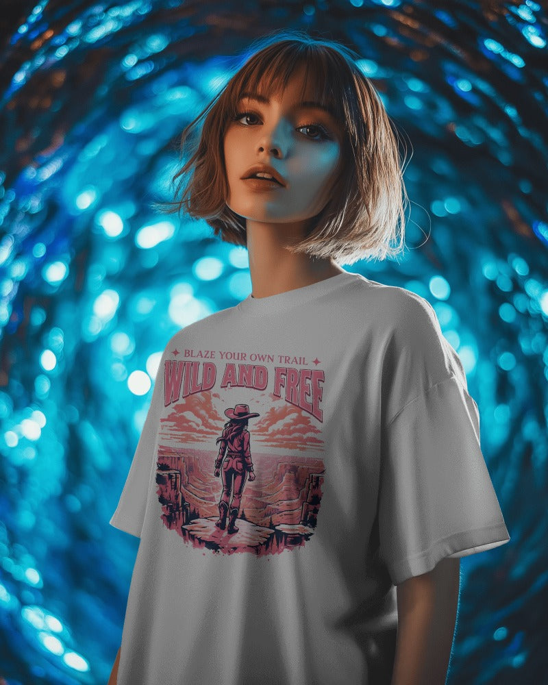 Blaze Your Own Trail – Wild & Free Cowgirl Tee