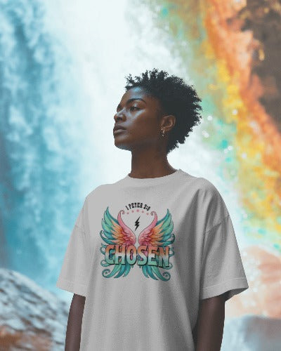 1 Peter 2:9 Chosen Christian T-Shirt - Women's Faith Graphic Tee with Angel Wings - Religious Inspirational Apparel