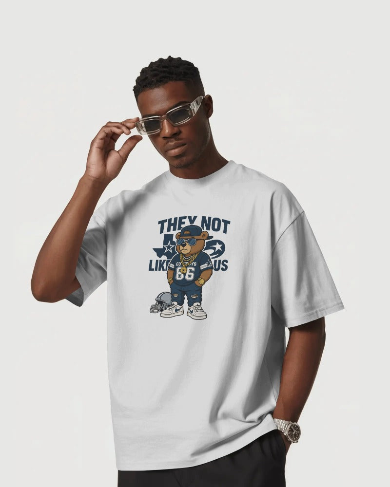 "They Not Like Us" Bear Mascot Football T-Shirt - Streetwear Graphic Tee