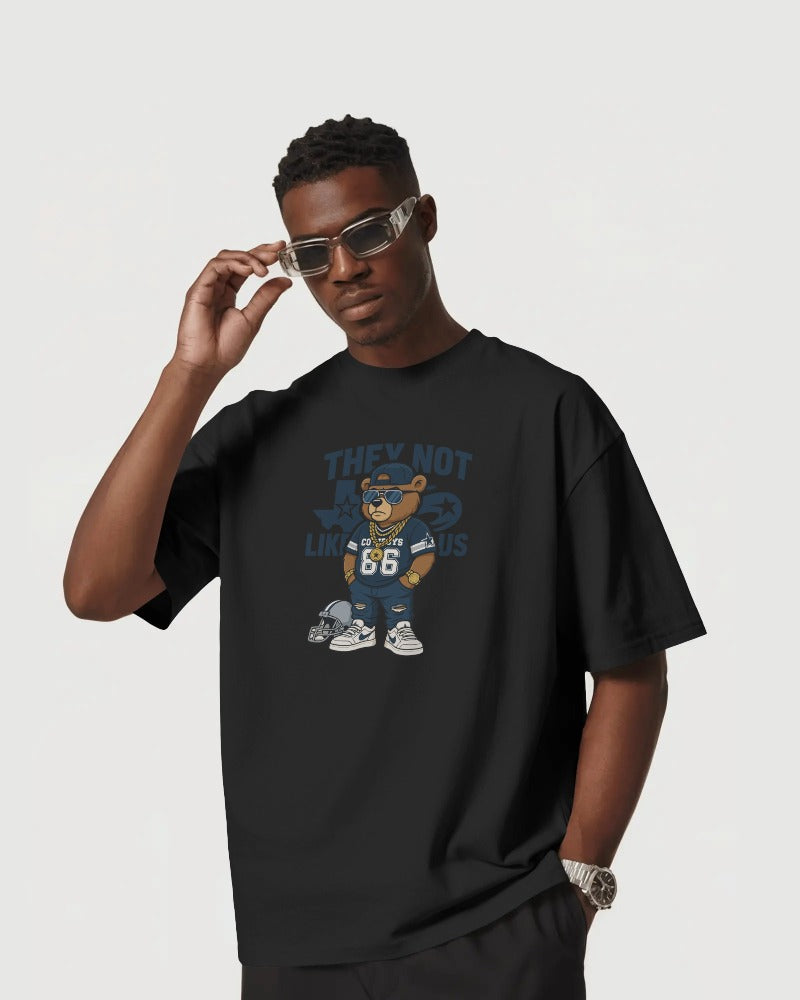 "They Not Like Us" Bear Mascot Football T-Shirt - Streetwear Graphic Tee