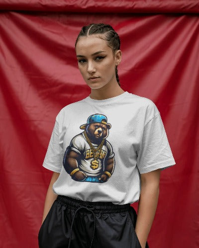 Hip Hop Bear Graphic Tee - Street Style Urban Fashion T-Shirt - Unisex Casual Wear