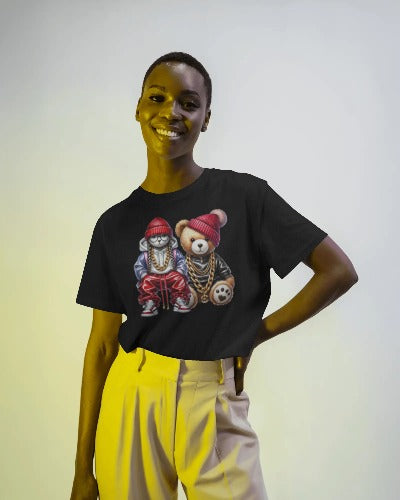 Hip Hop Teddy Bear T-Shirt - Funny Street Style Panda Bear Graphic Tee
