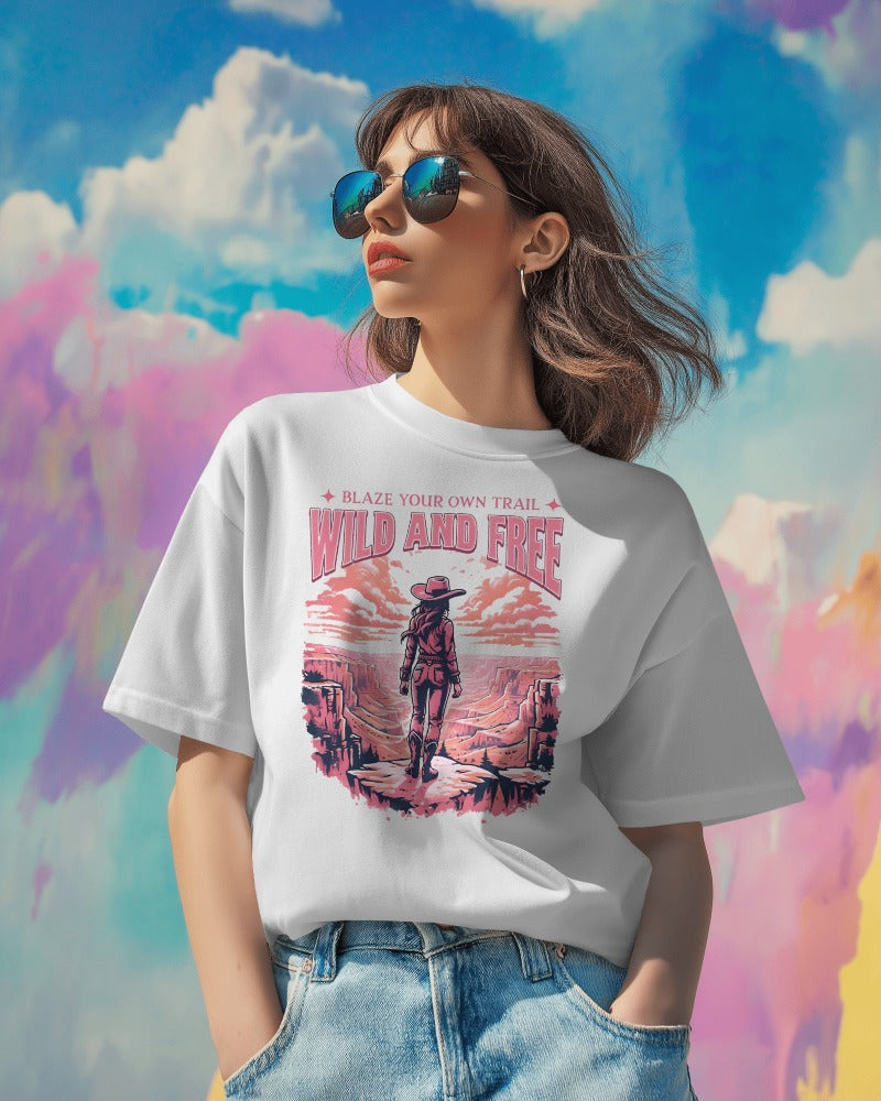 Blaze Your Own Trail – Wild & Free Cowgirl Tee
