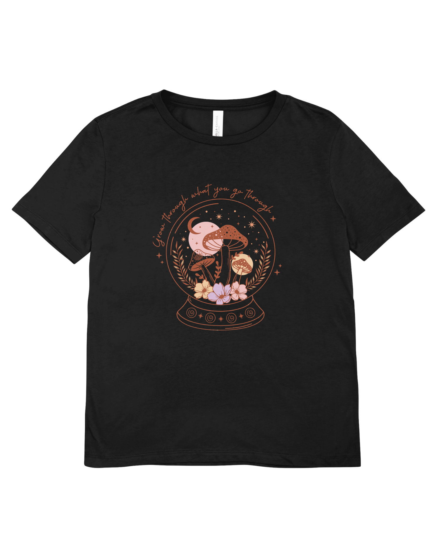 "Through What You Go Through" Mushroom Crystal Ball T-Shirt - Mystical Boho Graphic Tee - Spiritual Witchy Apparel