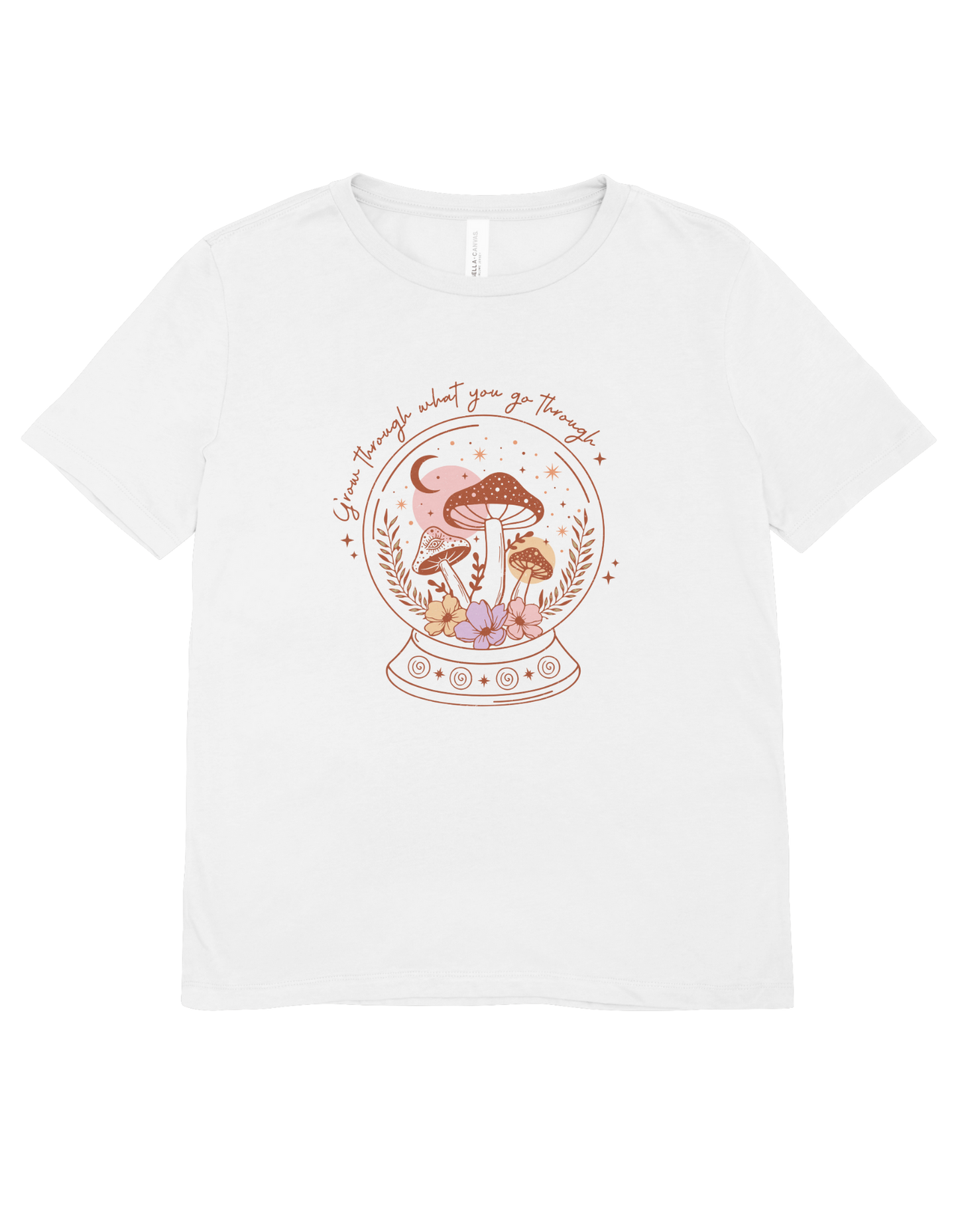 "Through What You Go Through" Mushroom Crystal Ball T-Shirt - Mystical Boho Graphic Tee - Spiritual Witchy Apparel