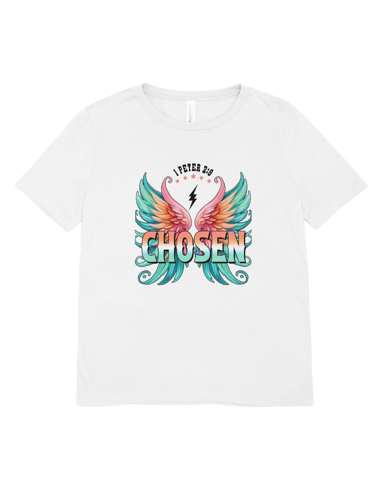 1 Peter 2:9 Chosen Christian T-Shirt - Women's Faith Graphic Tee with Angel Wings - Religious Inspirational Apparel