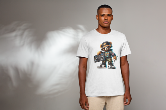 Hip Hop Teddy Bear Boombox T-Shirt - Retro 80s Streetwear Graphic Tee