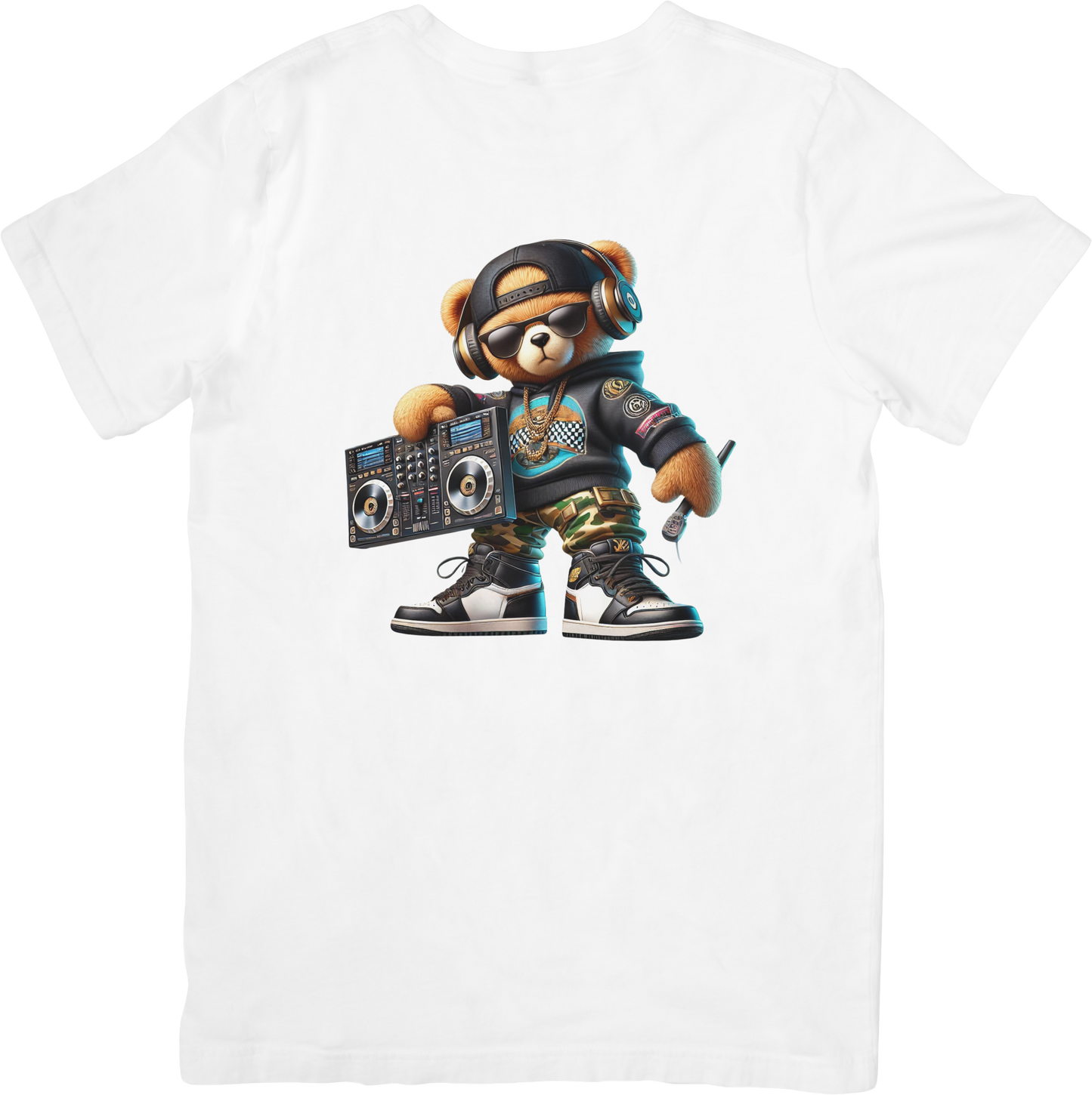 Hip Hop Teddy Bear Boombox T-Shirt - Retro 80s Streetwear Graphic Tee