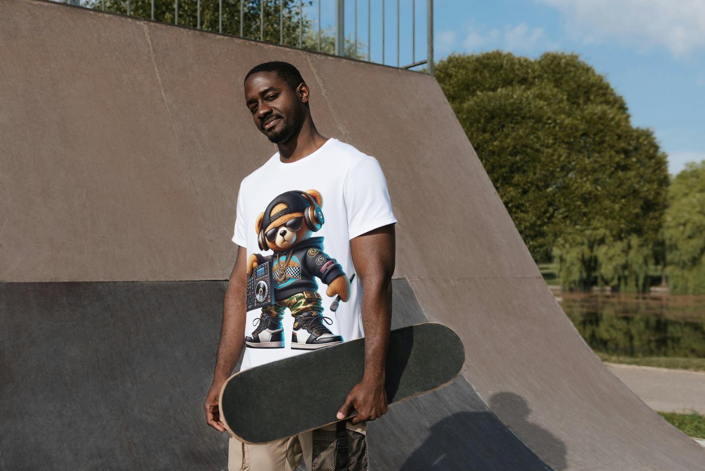 Hip Hop Teddy Bear Boombox T-Shirt - Retro 80s Streetwear Graphic Tee