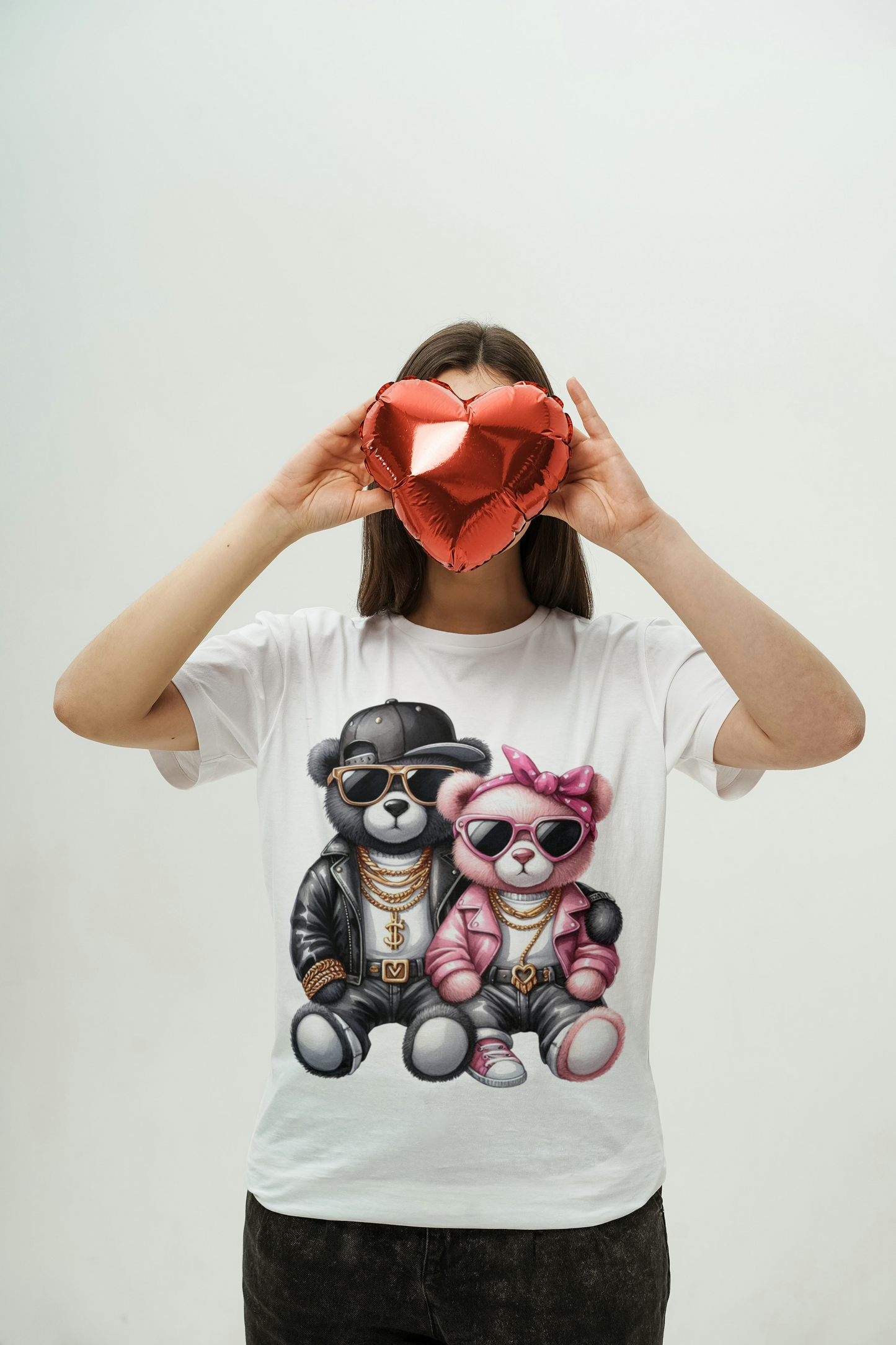 Cool Bear Couple Graphic T-Shirt - Hip Hop Teddy Bears with Sunglasses - Streetwear Fashion Tee