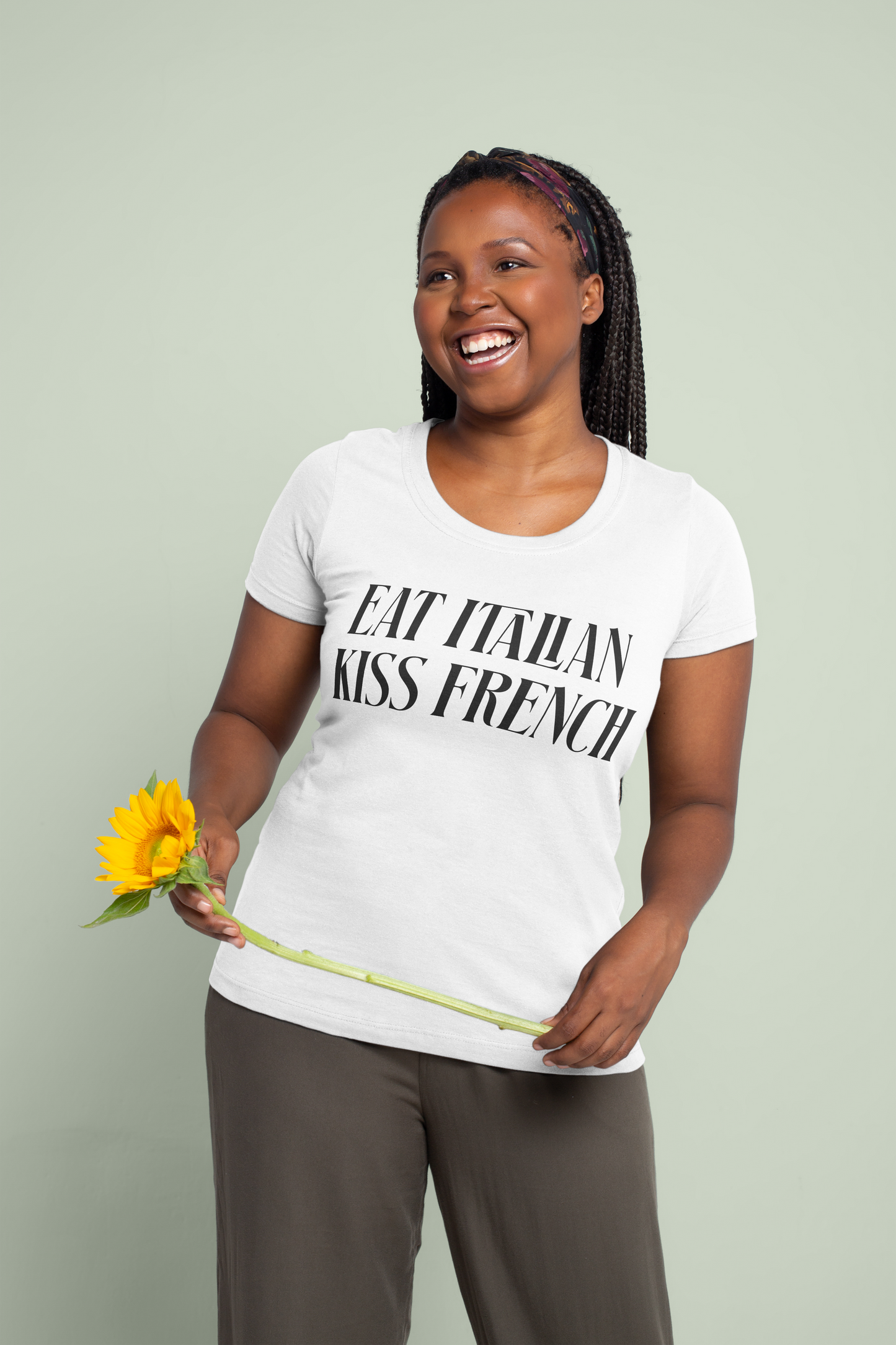 Eat Italian Kiss French Funny T-Shirt - Food Lover Graphic Tee - Humorous Travel Culture Shirt