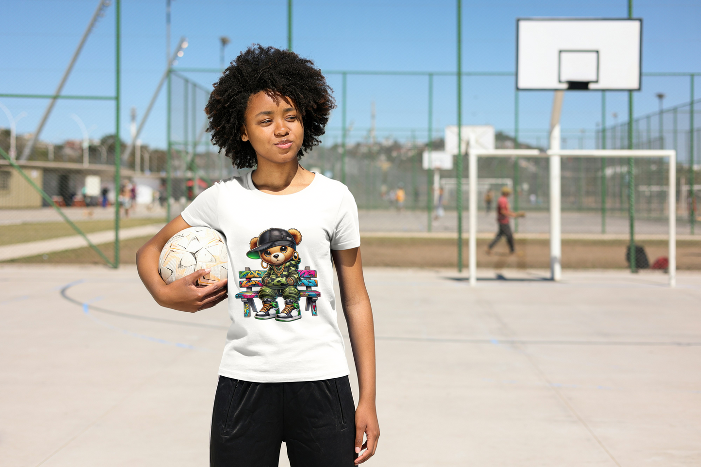 Hip Hop Teddy Bear Graphic T-Shirt - Street Art Graffiti Bear Tee - Urban Streetwear Fashion