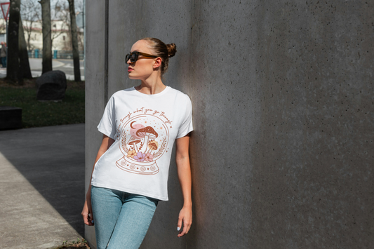 "Through What You Go Through" Mushroom Crystal Ball T-Shirt - Mystical Boho Graphic Tee - Spiritual Witchy Apparel