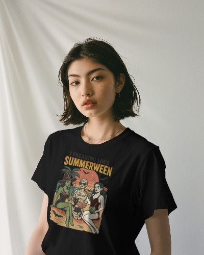I Freaking Love Summerween T-Shirt - Halloween Summer Vibes Graphic Tee - Spooky Beach Party Shirt