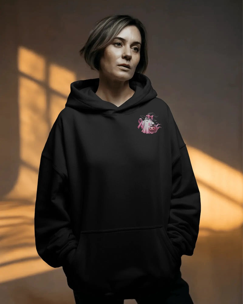 "We Wear Pink" Breast Cancer Awareness Hoodie - Pink Ribbon Support Sweatshirt with Cow Print Design