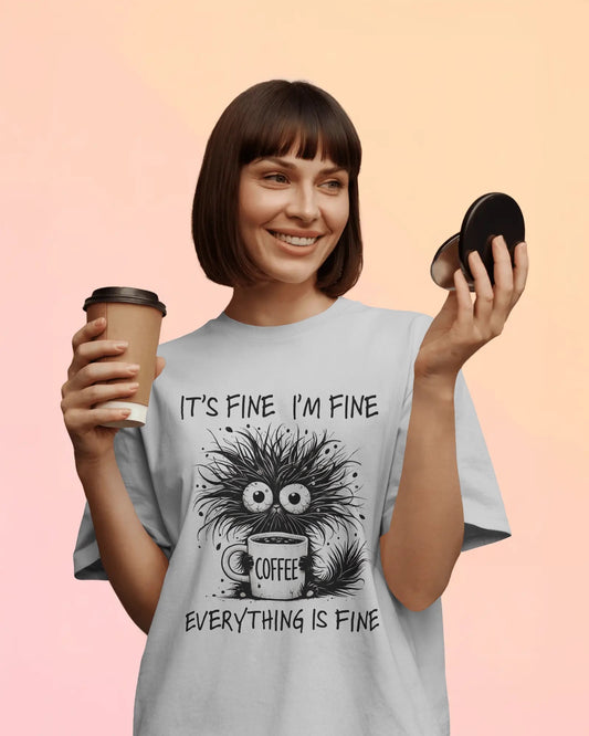 "Everything Is Fine" Crazy Cat Coffee T-Shirt