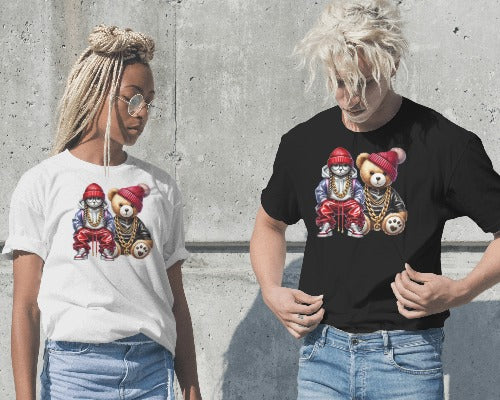 Hip Hop Teddy Bear T-Shirt - Funny Street Style Panda Bear Graphic Tee
