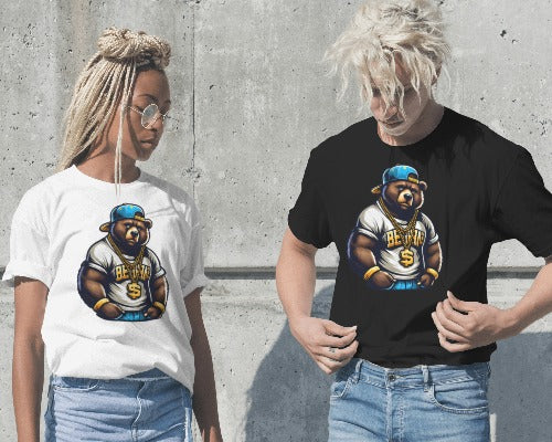 Hip Hop Bear Graphic Tee - Street Style Urban Fashion T-Shirt - Unisex Casual Wear