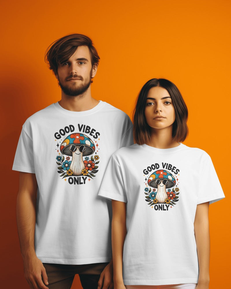 Good Vibes Only Psychedelic Mushroom Graphic Tee