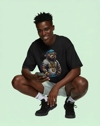 Hip Hop Bear Graphic Tee - Street Style Urban Fashion T-Shirt - Unisex Casual Wear