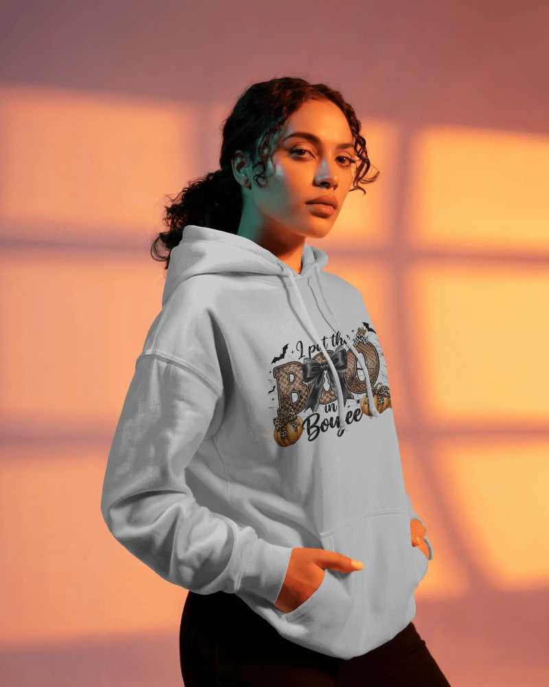 "I Put the Boo in Boujee Halloween Hoodie – Cozy Graphic Sweatshirt for Fall & Spooky Season"