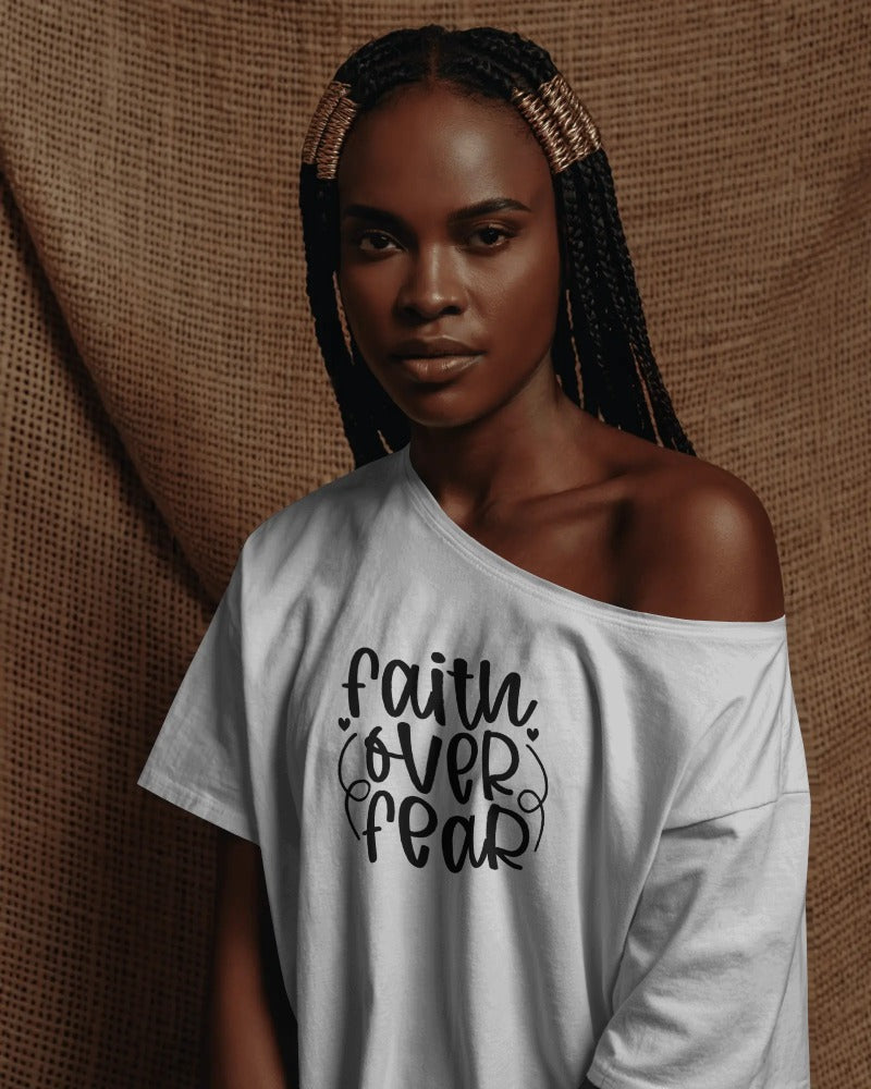 "Faith Over Fear" Inspirational T-Shirt - Spiritual Quote Tee with Hand-Lettered Typography Design