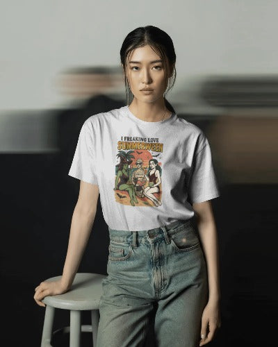 I Freaking Love Summerween T-Shirt - Halloween Summer Vibes Graphic Tee - Spooky Beach Party Shirt