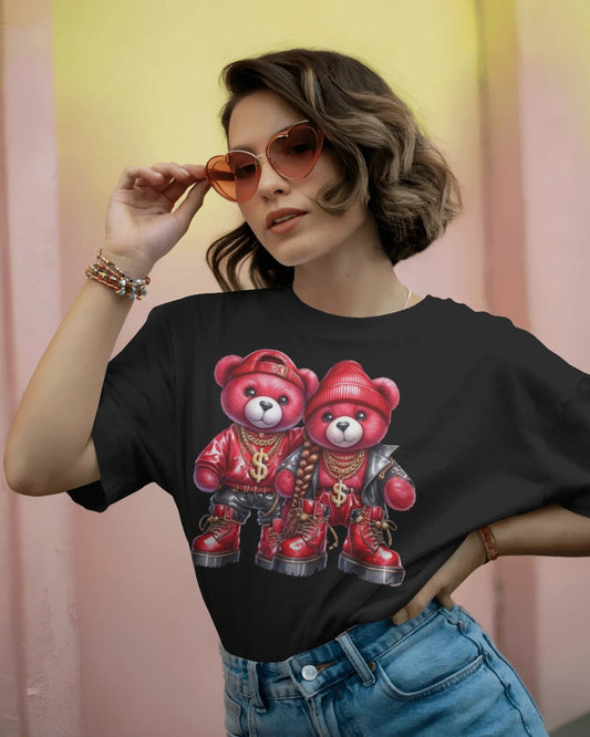 Hip-Hop Teddy Bear Streetwear Graphic T-Shirt
