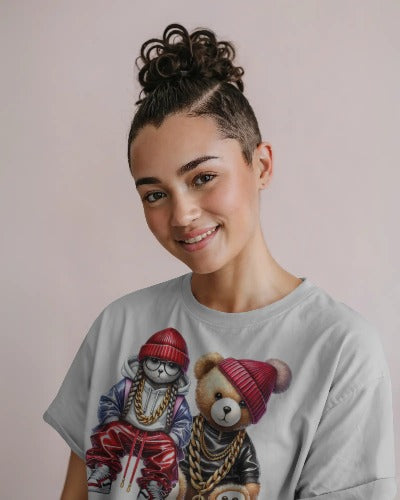 Hip Hop Teddy Bear T-Shirt - Funny Street Style Panda Bear Graphic Tee