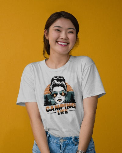 Camping Life Retro T-Shirt - Women's Vintage Outdoor Adventure Graphic Tee - Camping Enthusiast Gift