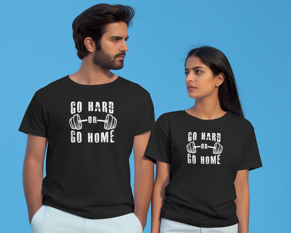 "Go Hard or Go Home" Black Weightlifting T-Shirt - Motivational Gym Graphic Tee