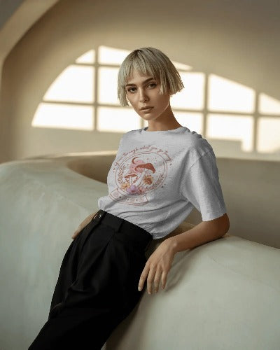 "Through What You Go Through" Mushroom Crystal Ball T-Shirt - Mystical Boho Graphic Tee - Spiritual Witchy Apparel
