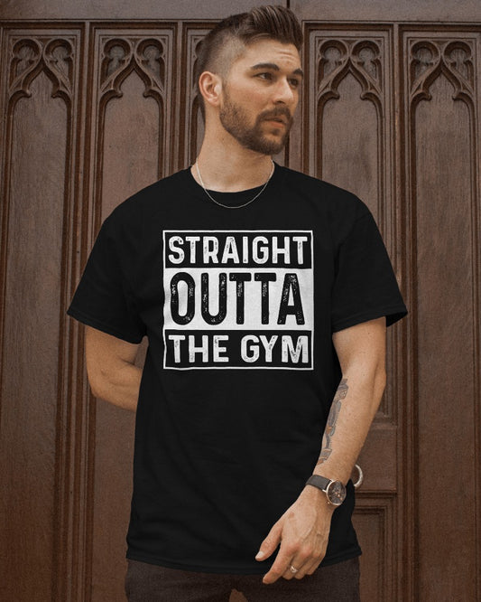 "Straight Outta The Gym" Black Cotton Fitness T-Shirt - Premium Workout Graphic Tee