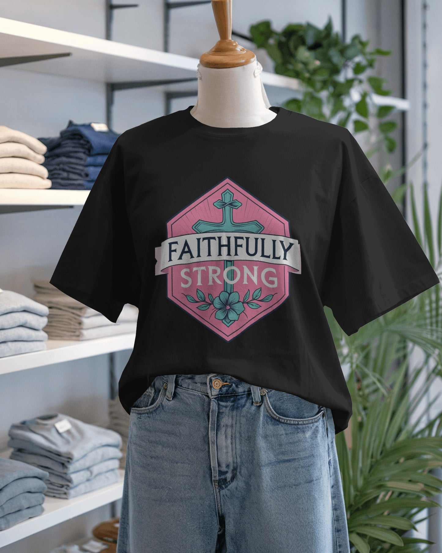 Faithfully Strong Sword & Shield Graphic Tee