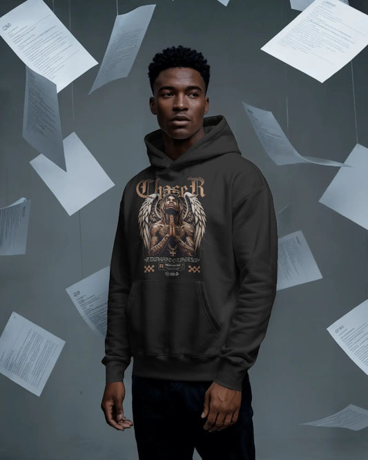 Vintage Angel Wings Hoodie - Gothic Renaissance Art Pullover Sweatshirt with Classical Angel Design