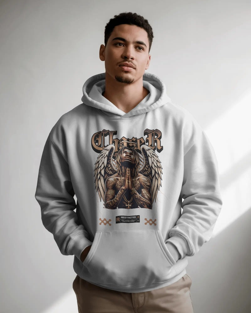 Vintage Angel Wings Hoodie - Gothic Renaissance Art Pullover Sweatshirt with Classical Angel Design